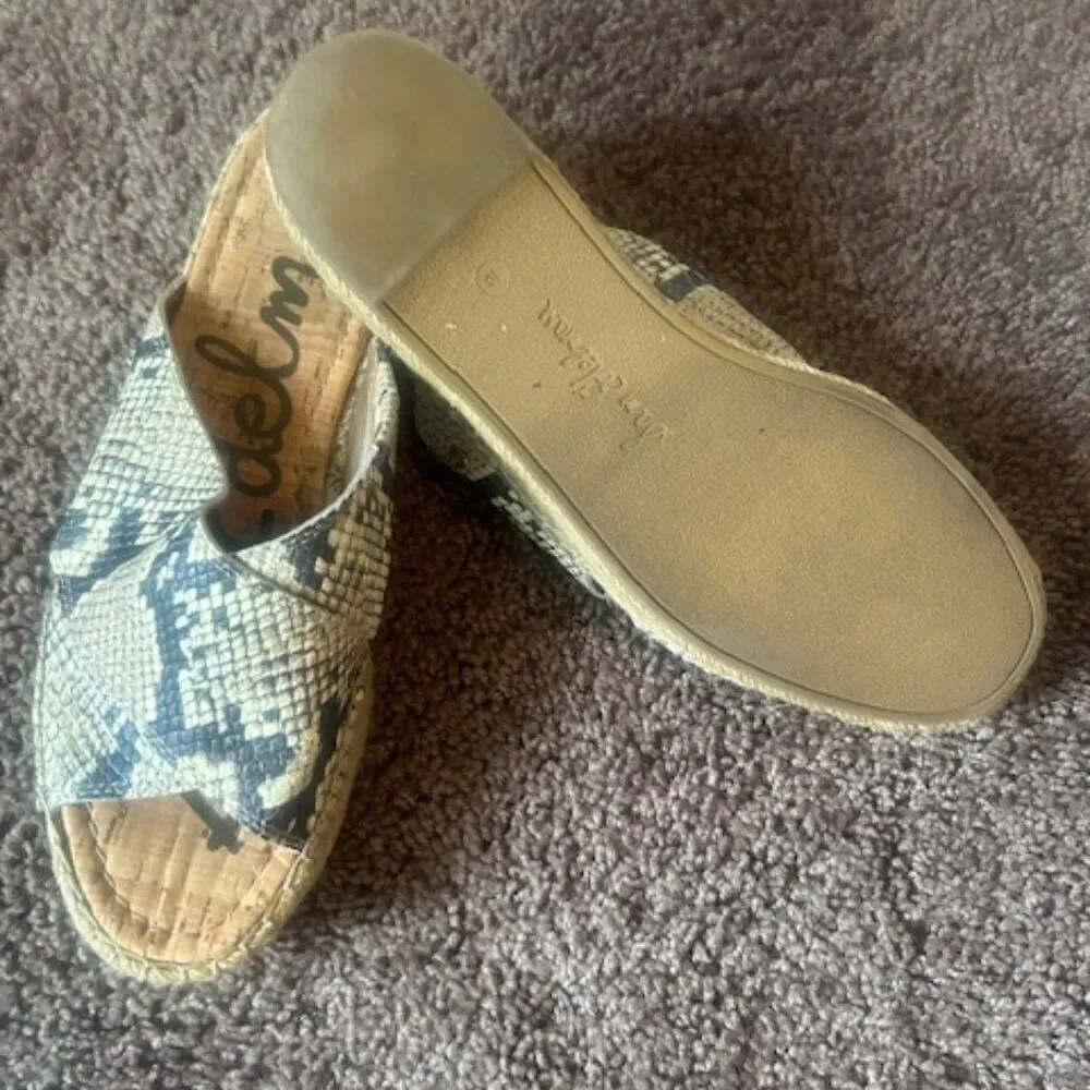 Sam Edleman Natty Platform Espadrille snake print, size 10